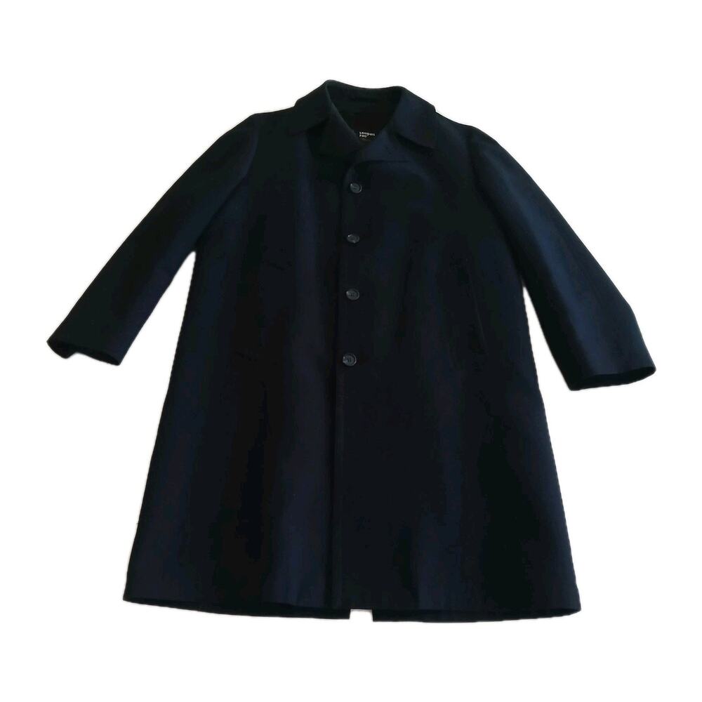 London Fog Men’s Overcoat Size 40 Navy Blue Long Classic Trench Rain Weatherwear